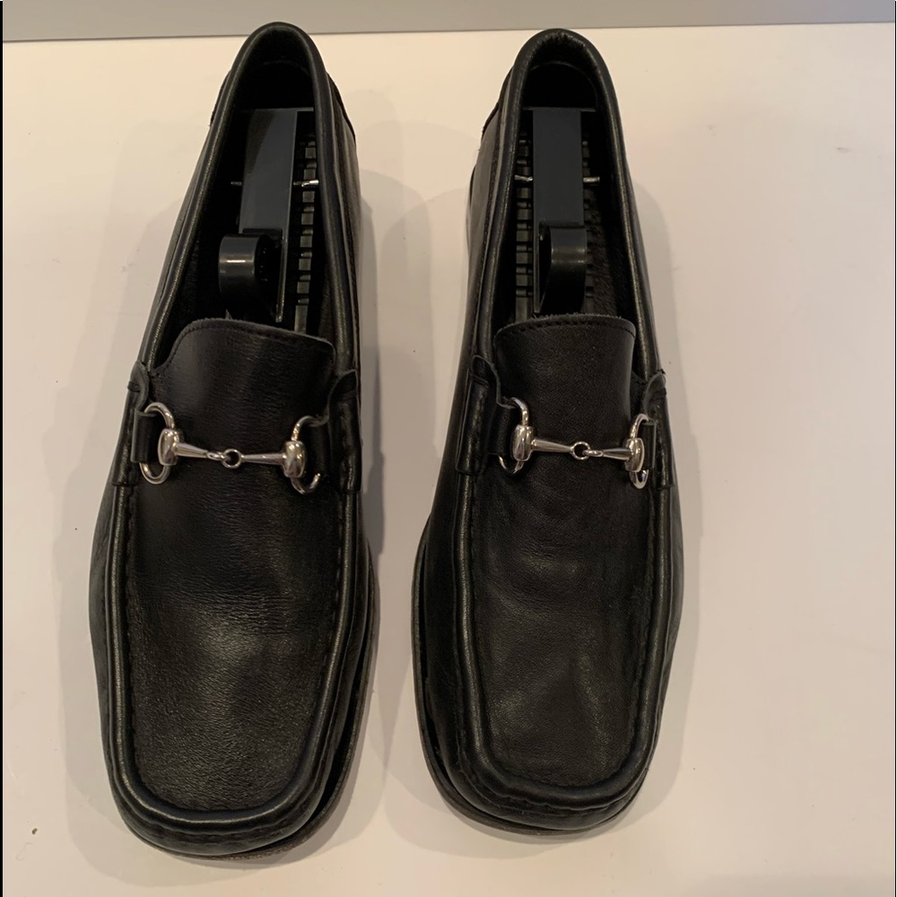 Soft black loafers. Silver bit buckle